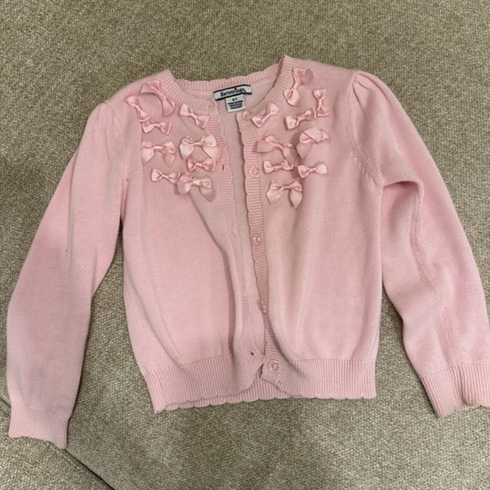 NFS.   Hartstrings pink bow cardigan size 4T